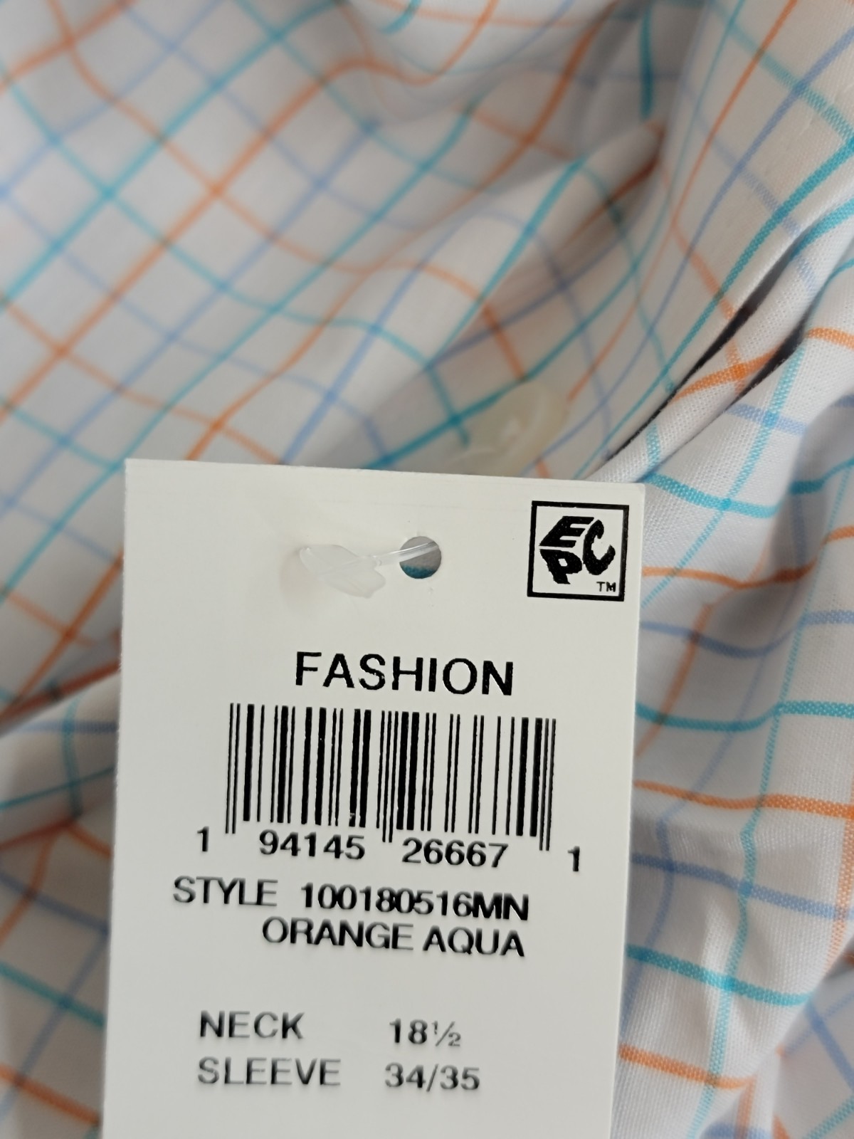Club Room Regular Fit Performance Dress Shirt Men's 18.5 34-35 Orange/Aqua L/S - Picture 18 of 18