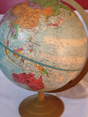 Vintage Globemaster 12 Inch Diameter  Raised Surface Globe with a Metal Stand