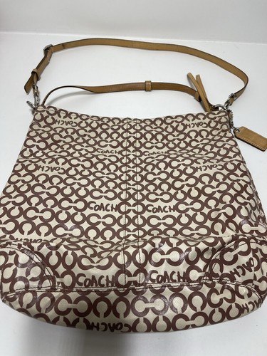 COACH - J J063953 Coach Tan Signature Satin Leather Carryall Tote Bag Purse