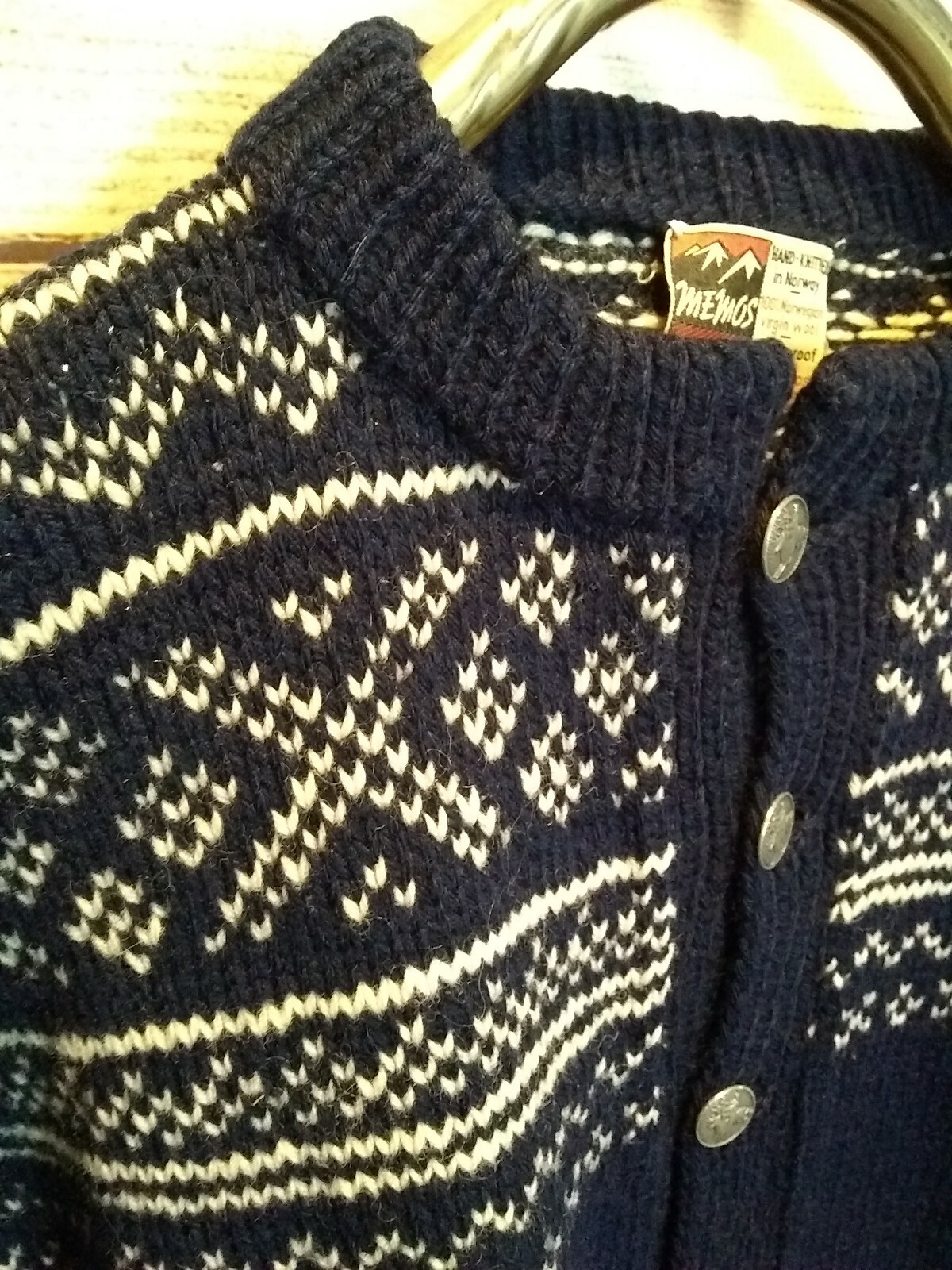 MEMOS of Norway Hand Knit Wool Cardigan Ski Sweater Navy Blue ~ Size 3XL ~ N83