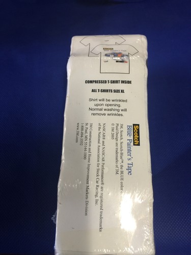 NASCAR Compressed Car Shaped~XL White T-Shirt~Scotch Blue Painter's Tape