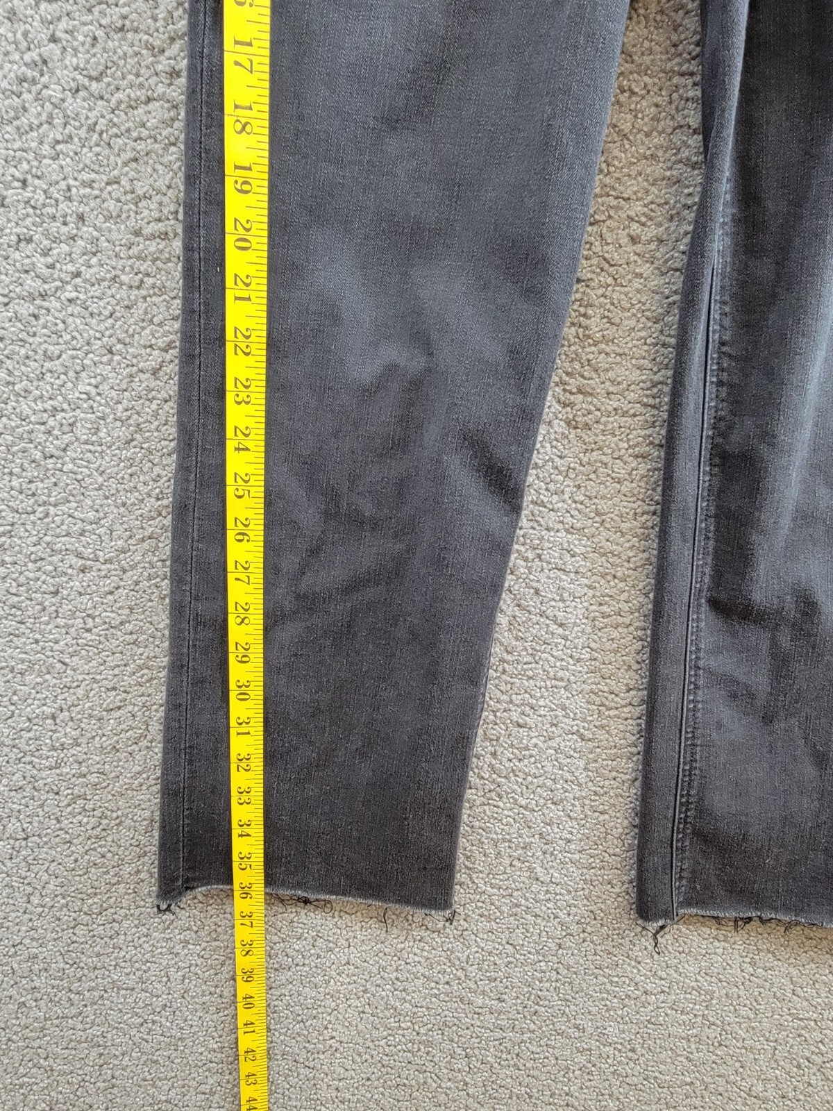 Paige Straight Leg Ankle Raw Hem Jeans Women's 24 Washed Black - Picture 9 of 18