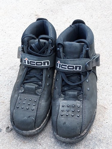 Women's Harness Black Leather Riding Shoe Icon Motorcycle