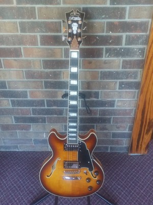 D'Angelico DAPMDCDITBNS Premier Mini DC Electric Guitar, Dark Iced Tea Burst