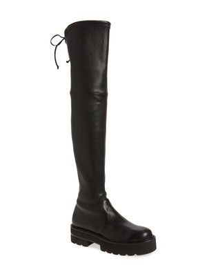 STUART WEITZMAN Женские черные кожаные сапоги на плоской подошве на платформе 1-1/2, 6,5 м