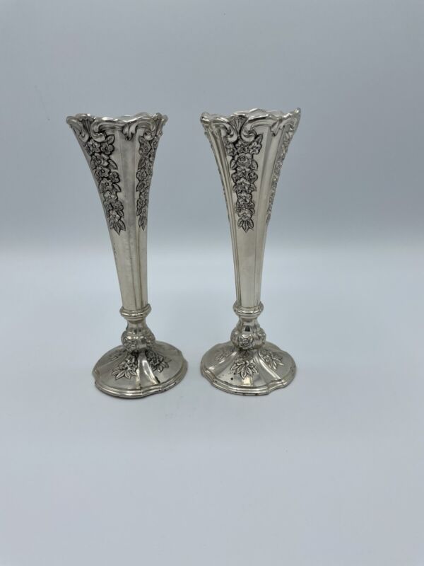 Set Of 2 International Silver Co Giftwares Flower Vase 6 1/8"