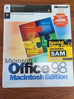 Microsoft Office 98  Macintosh Edition (New! Factory sealed retail box)