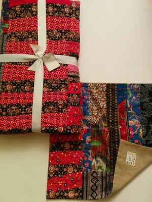 Pottery Barn Pauline Boyd Apple Blossom Quilt & Sham Handmade Patchwork 57 x 72
