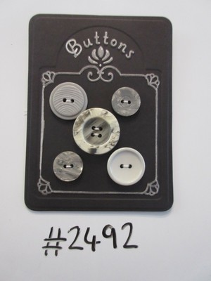 #2492 Lot of 5 Mixed Grey Buttons