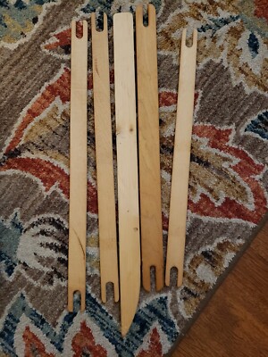 NICE VINTAGE LOT OF 5 WEAVING LOOM SHUTTLES VARIOUS LENGTHS