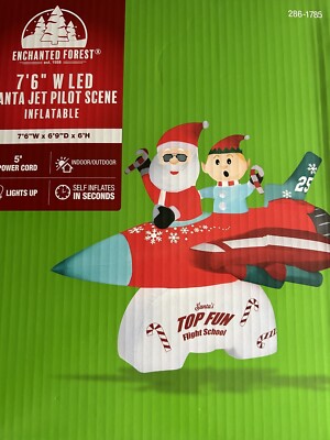 Enchanted Forest Christmas Inflatable Santa Jet Pilot Scene  7'6'' W