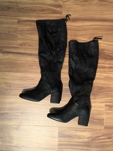 Pre-owned Free People Black Leather Newcastle Boot 38