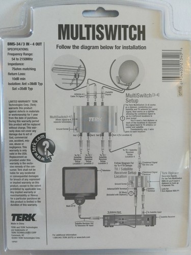 Terk BMS-34 Indoor/Outdoor Amplified Multiswitch