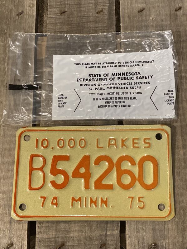 Minnesota License Plate, Trailer 1974 1975 #B54260. MINN New, Old Stock