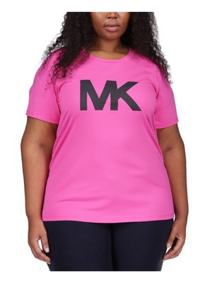 

Женская розовая футболка с круглым вырезом и короткими рукавами MICHAEL KORS Plus, Розовый
