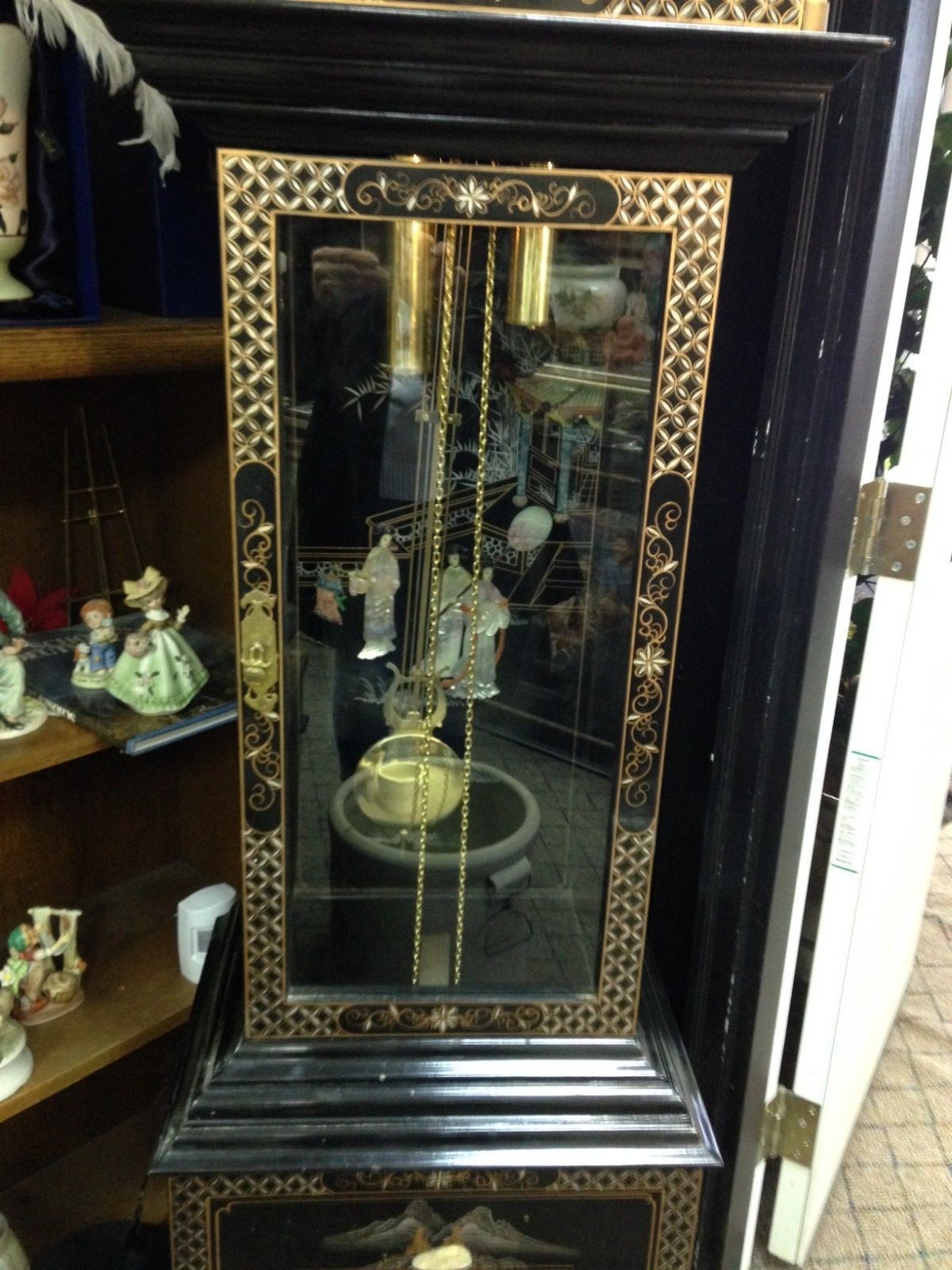 RARE Pearl  Grandfather Clock solid Wood w Mother-of-Pearl inlays/ Overlays
