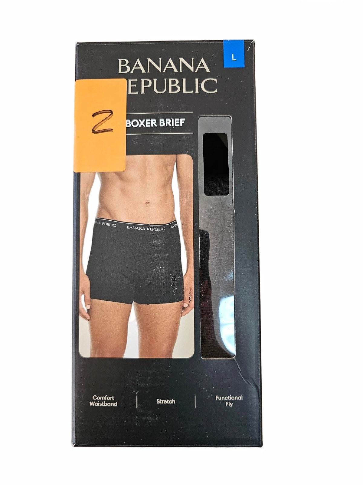 *2 PACK*     L / LARGE - BLACK - Banana Republic Mens Boxer Briefs Underwear