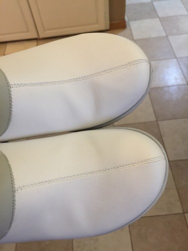 Dansko Work Wonders White Leather Slip Resistant Slide Clogs Women's 39 / 8.5-9