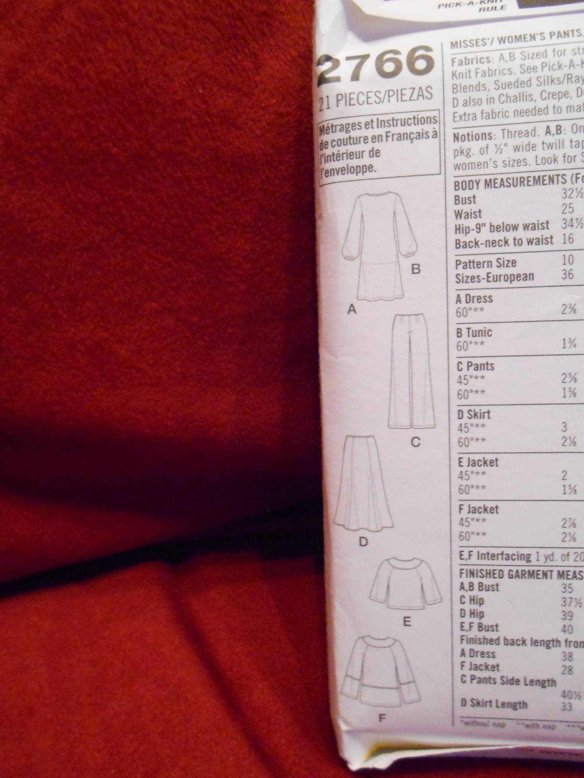 SIMPLICITY PANTS SKIRT JACKET & KNIT DRESS OR TUNIC PATTERN 2766 SIZE 20W - 28W