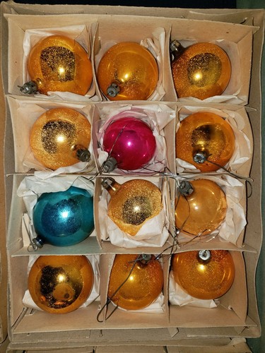 Lot Of 48 Vintage Mercury Glass Christmas Ornaments multi color Made In Poland