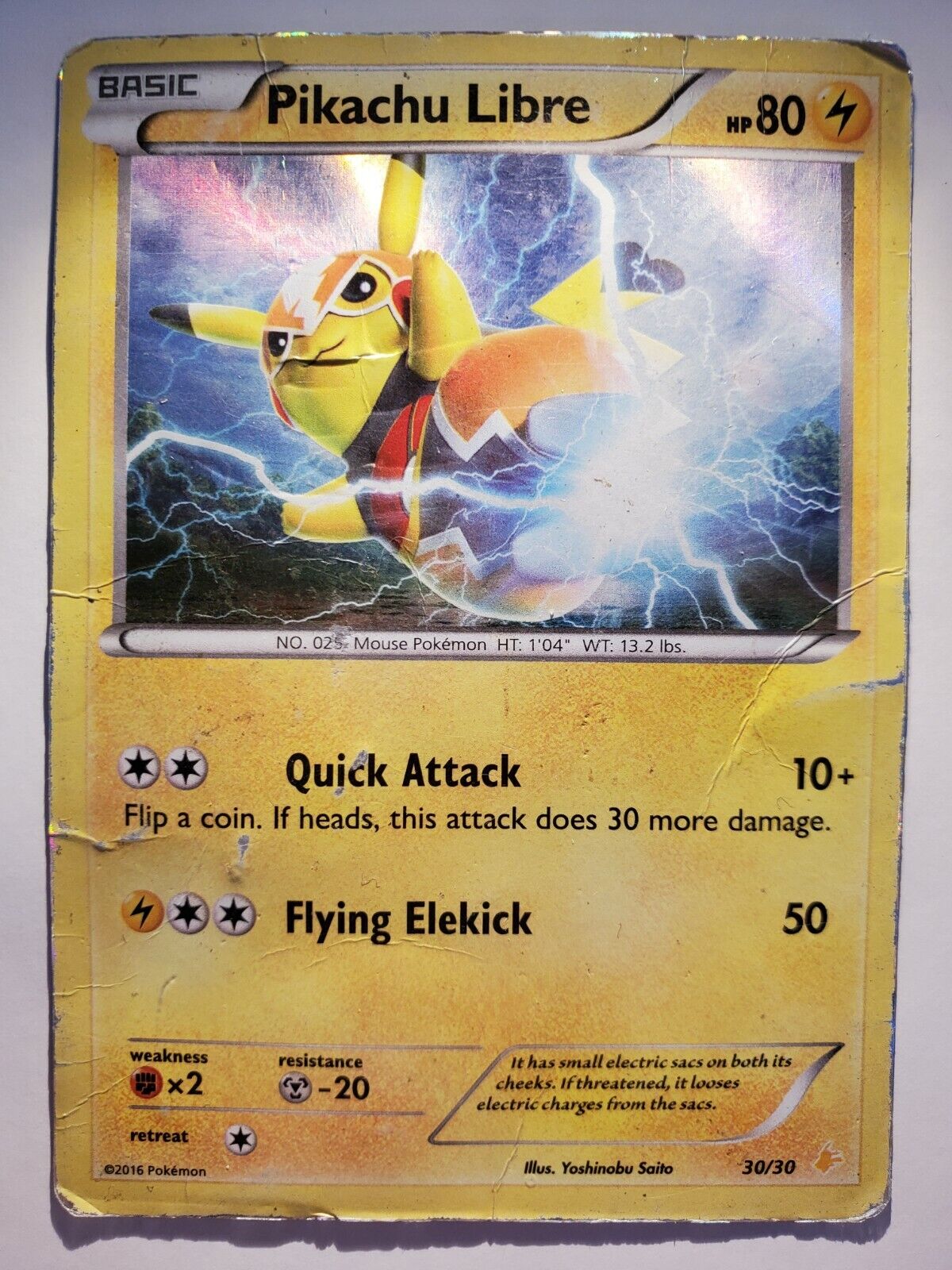 Pikachu Libre 30/30 XY Trainer Kit Holo DAMAGED Pokemon DNA Pikachu Libre 30/30 XY Trainer Kit Holo DAMAGED Pokemon DNA