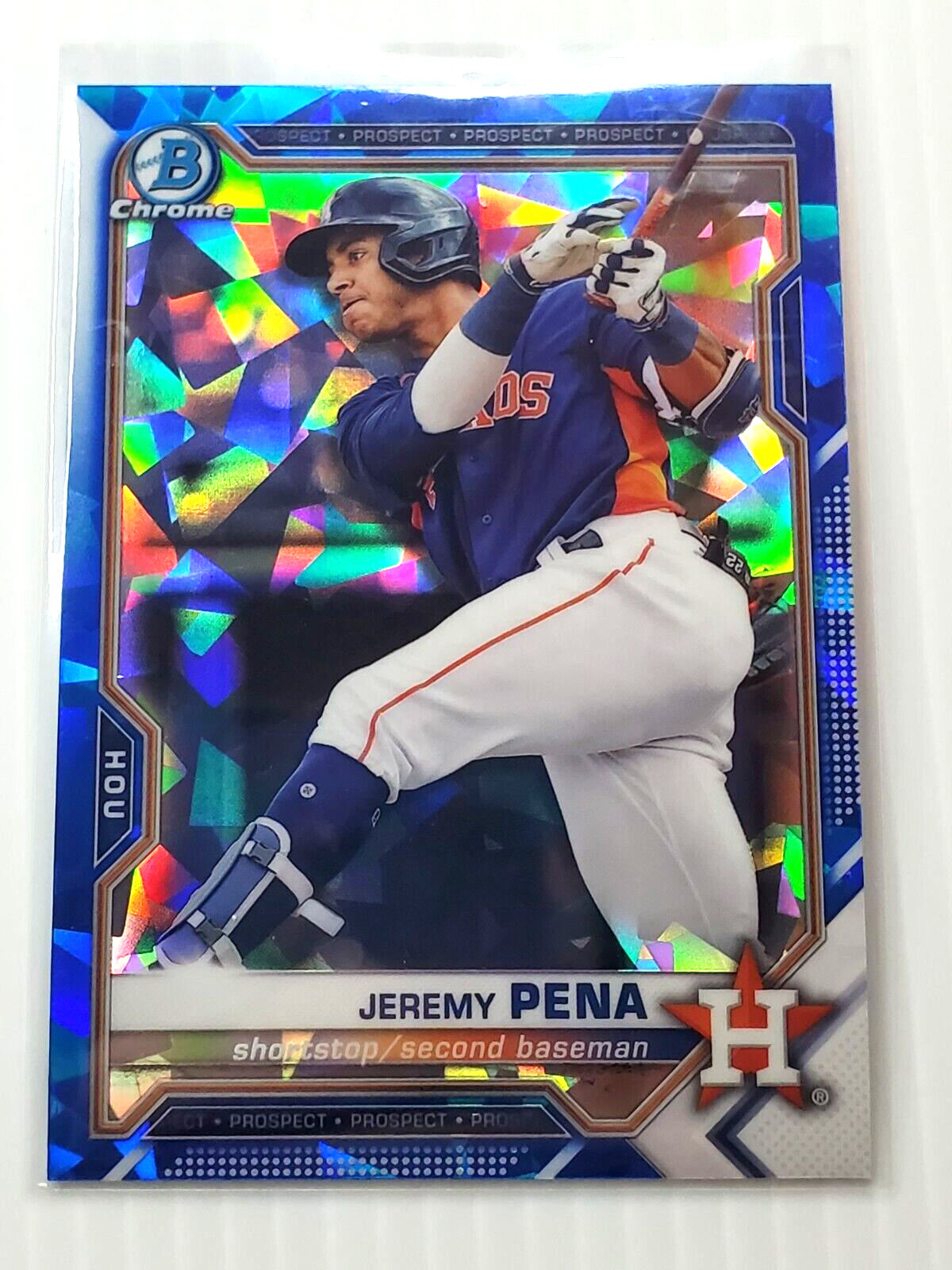 Jeremy Pena 2021 Bowman Chrome Blue Sapphire Cracked Ice