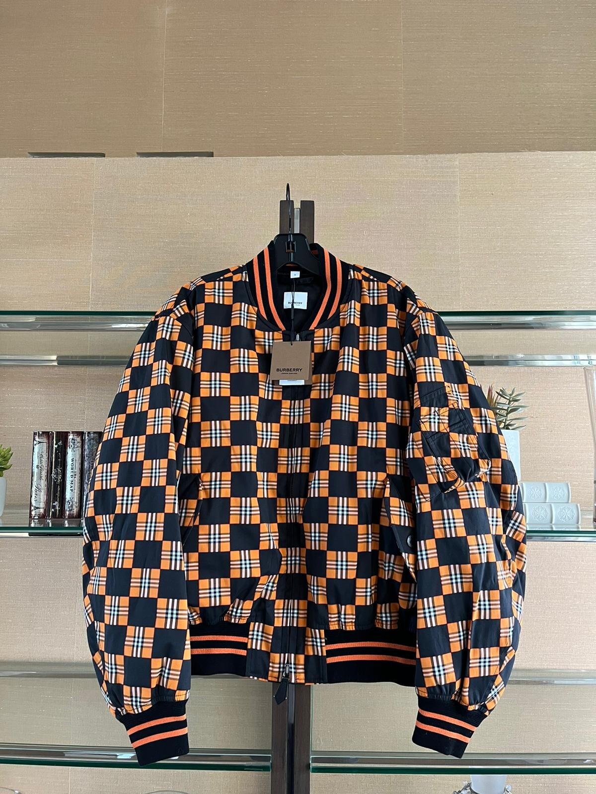 Burberry , Brookland Logo Bomber Jacket in Deep Orange Burberry , Brookland Logo Bomber Jacket in Deep Orange