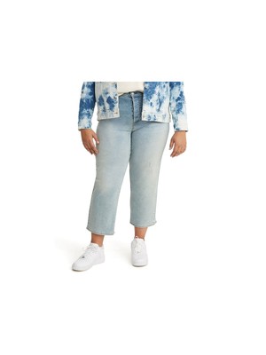 

LEVIS Женские синие джинсы до щиколотки с карманами на молнии и сверхвысокой посадкой плюс, Синий, 388430012