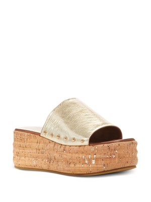 

Женские кожаные шлепанцы на платформе KURT GEIGER Gold CorkMonica, Золотой, 4193661109