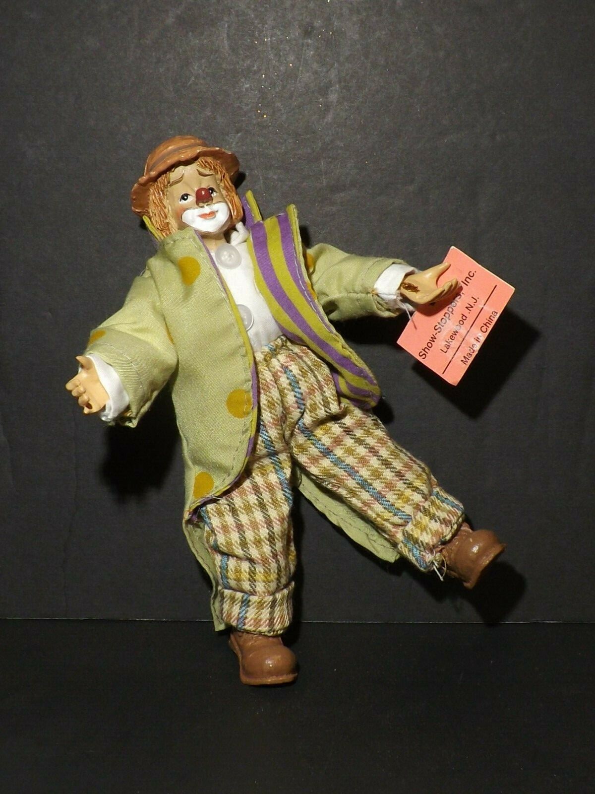 Topsy Curvies Porcelain Clown Doll in Overcoat (21119)