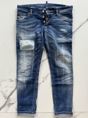 Dsquared2 Men s Distressed Denim Clement Jeans Eu 48 US 32 Italy Low Rise $525
