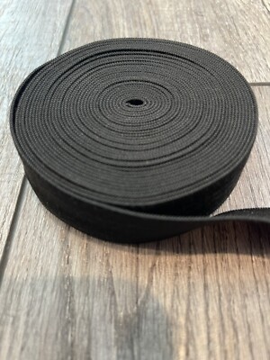 10 YARDS - BLACK KNITTED ELASTIC ROLL - 1'' Wide Mask Stretchy - Inch Band USA