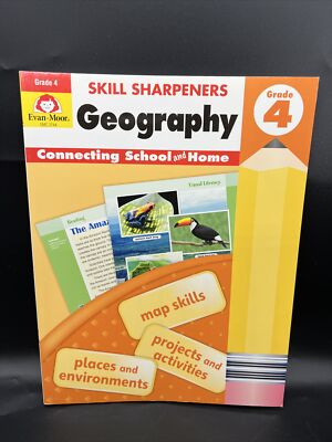 Skill Sharpeners: Geography, Grade 4 Workbook by Evan-Moor Homeschool NEW