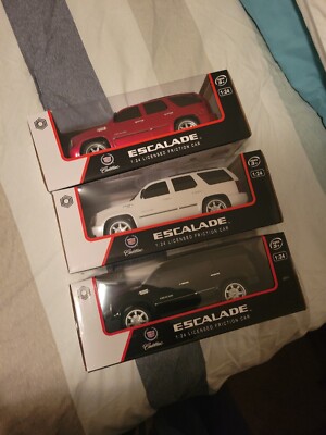 Set of 3 Braha 1:24 Scale Cadillac Escalades SUV GM Licensed Friction Car