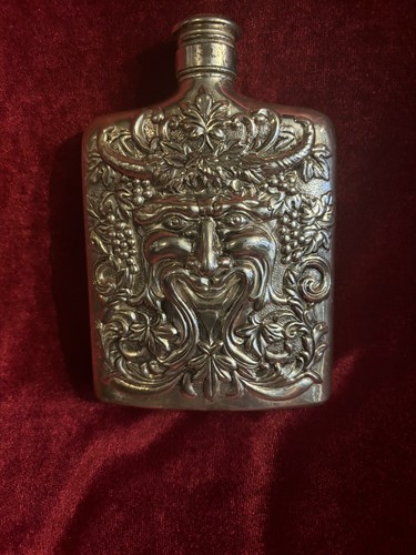 黒釉壷　鶴首瓶 Antique Vintage Style! Metall Devil Bacchus Satyr Pan Flask
