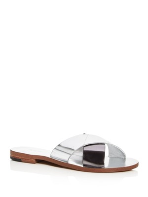 

BOTKIER Женские серебряные кожаные шлепанцы с ремешками Ally Round Toe Slip On, Серебряный, BF0011