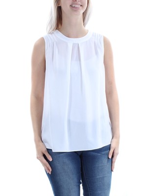 

MICHAEL KORS Женская белая плиссированная блузка с круглым вырезом, размер верха, Белый