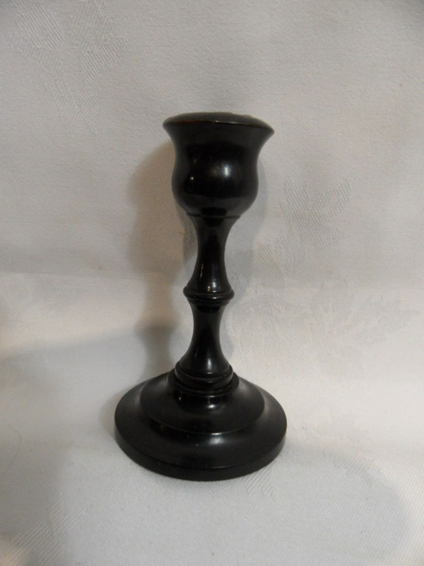 Small Antique Ebony Candlestick Approx 12cm