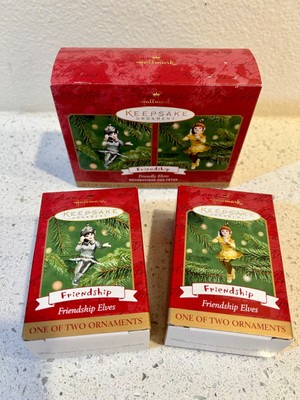 Hallmark Keepsake Double Ornaments Friendship Friendly Pixie Elves 2001 Mt Cond.