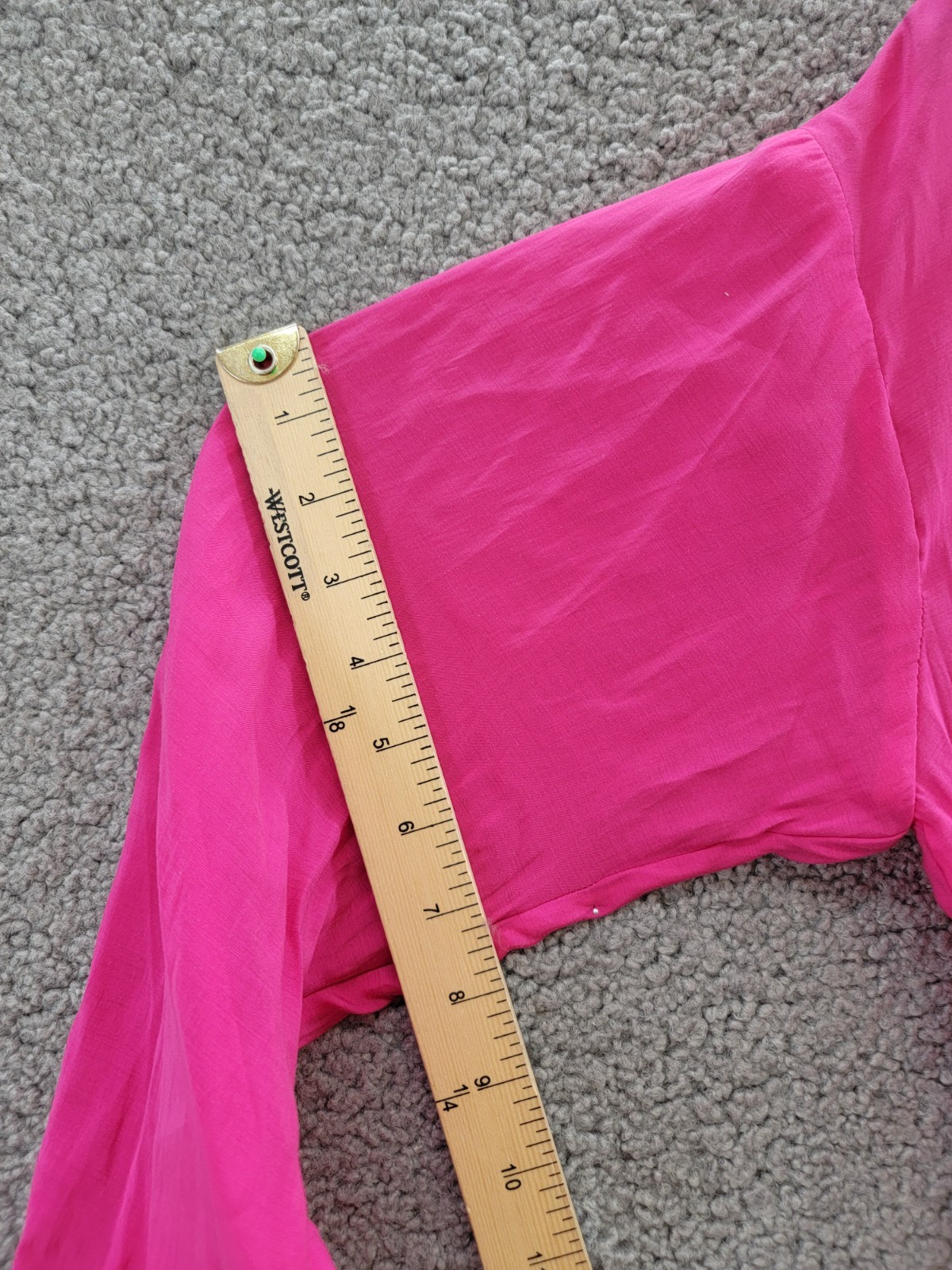 Gracia Faux Peal Trim Collar Top Women's S Fuchsia Button Front Placket L/S - Picture 8 of 14