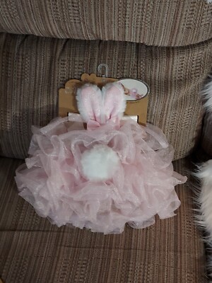 Girls Baby Infant So  Dorable Pink Tutu & Bunny Ears Headband Easter Set 0-12M