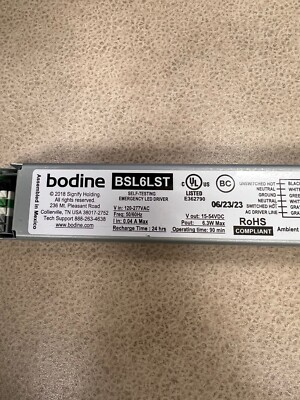 PHILIPS BODINE BSL6LST BALLAST SELF-TESTING EMERGENCY LED DRIVER 6.3W MAX