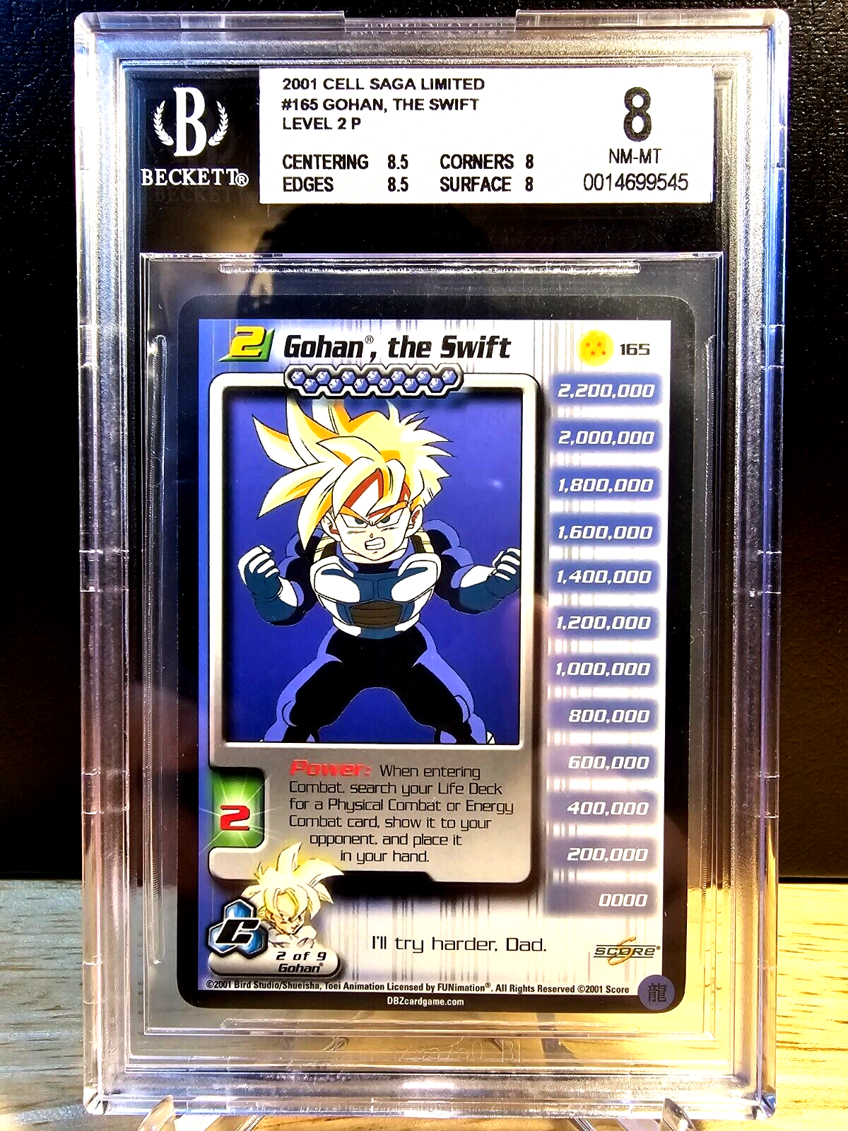 DBZ CCG DRAGON BALL Z GOHAN THE SWIFT LV2 #155 LIMITED BGS 8