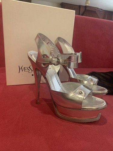 ysl yves saint laurent heels 37 Metalic Silver Stud Medina