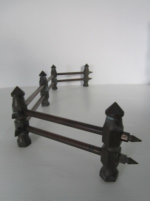 Antique / Vintage Fireplace Brass & Copper Fence Rail Bumper Andiron Grate Grill