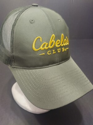 Cabela's Club Baseball Cap Hat Adjustable Snapback Olive Green & Yellow 