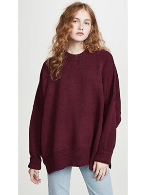 

Женский темно-бордовый свитер с круглым вырезом и длинными рукавами FREE PEOPLE, Maroon