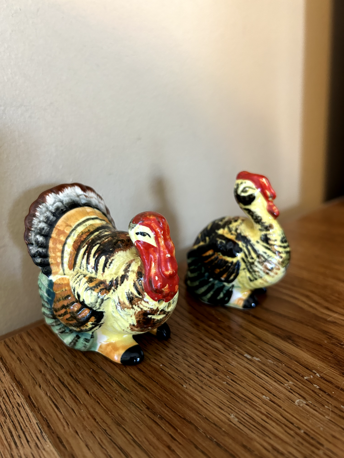 Vintage 1940s 1950s Figural Turkey Salt Pepper Shakers Made In