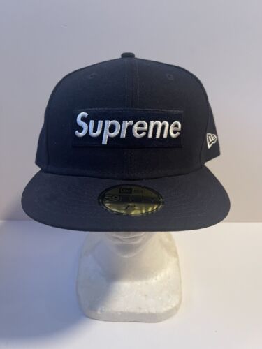 Supreme Champions Box Logo New Era Black Cap Hat 7 1/2 Navy Supreme Champions Box Logo New Era Black Cap Hat 7 1/2 Navy