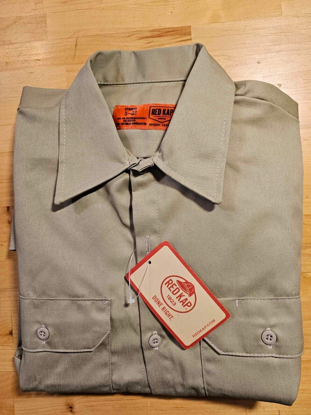 Red Kap Khaki Short Sleeve Utility Work Shirt, Size Medium
